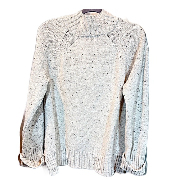J. Jill Long Sleeve Mock Neck Textured Marled Oatmeal Sweater Size L Cotton Wool - Picture 2 of 13